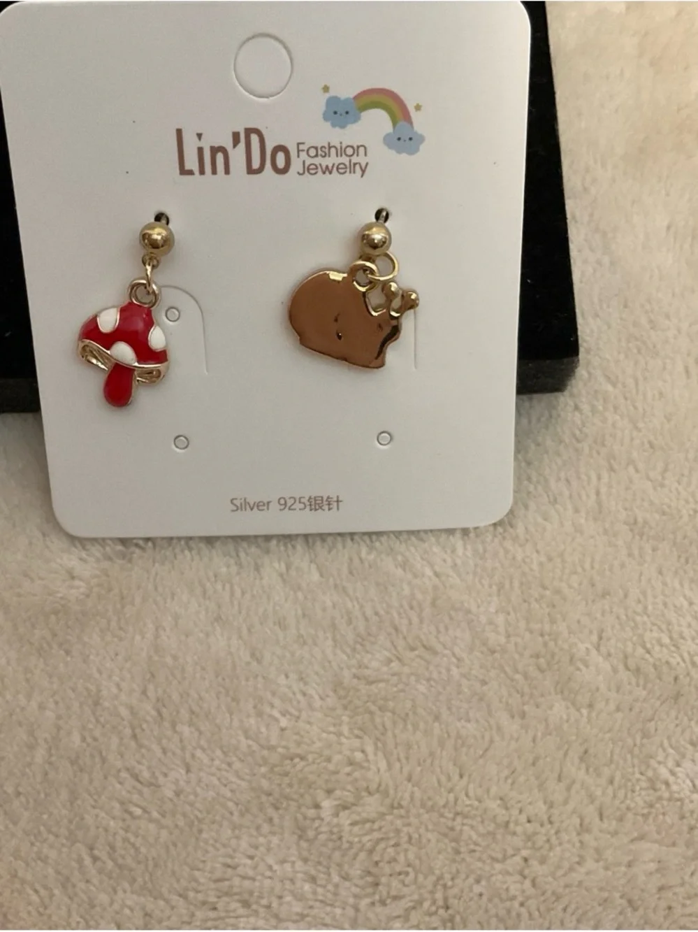 Fashion Jewelry Kids Red Mushroom & Brown Bear Drop Earrings